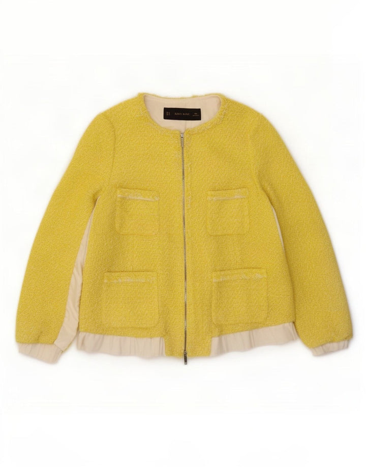 Jachetă Blazer pentru femei cu fermoar complet Zara UK 14 Medium Yellow Colorblock