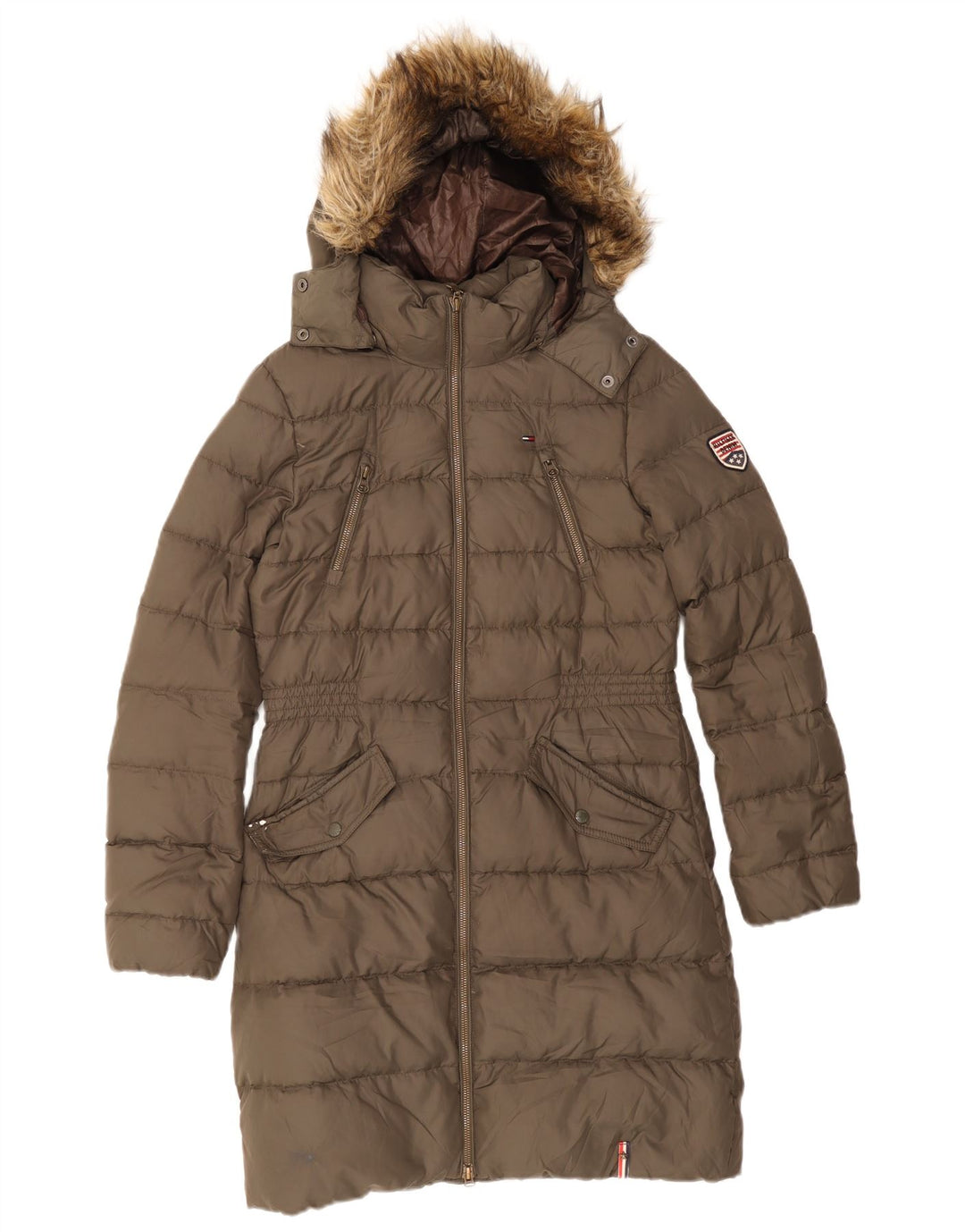 Palton căptușit cu glugă pentru femei Tommy Hilfiger UK 10 Poliester kaki mic