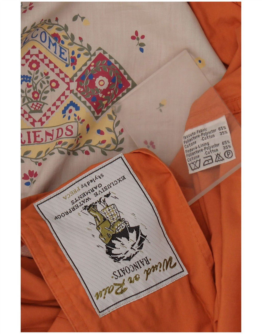Pelernă de ploaie vintage pentru femei UK 18 XL portocaliu poliester