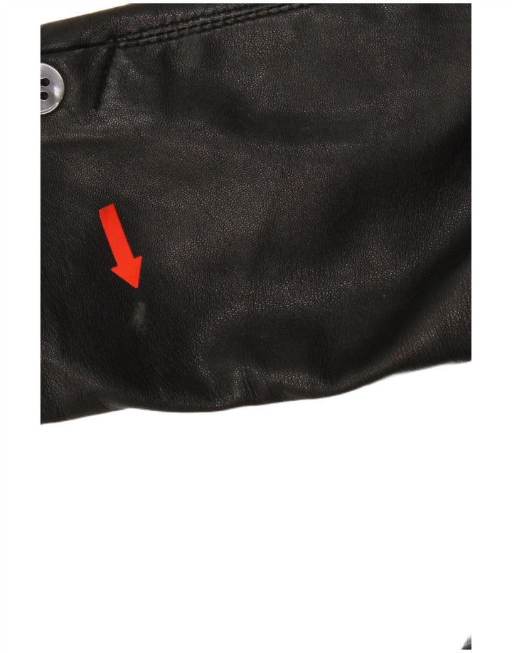 Jachetă vintage din piele cu 3 nasturi pentru femei IT 48 XL din piele neagră