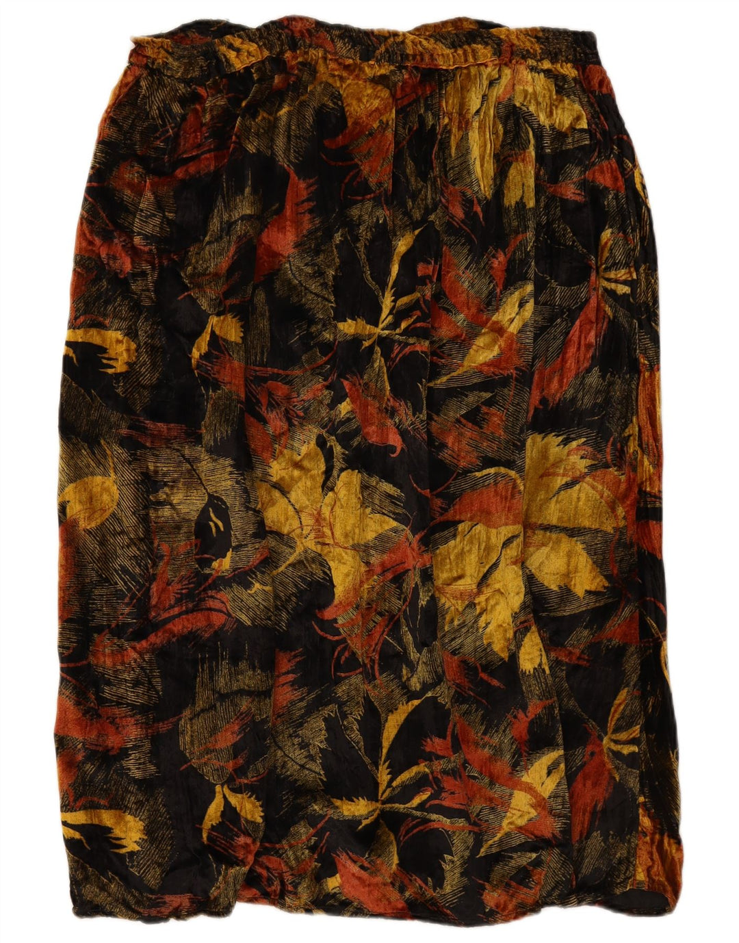 VINTAGE Fusta A-Line din Velour pentru Femei W38 XL Negru Floral Rayon