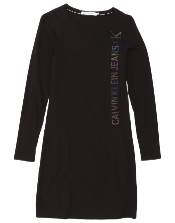 Rochie tricou cu grafica Calvin Klein Jeans pentru femei UK 10 Small Black