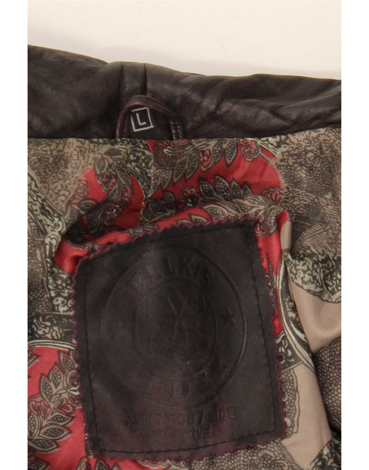 Jachetă de piele vintage pentru femei UK 12 Medium Black Leather