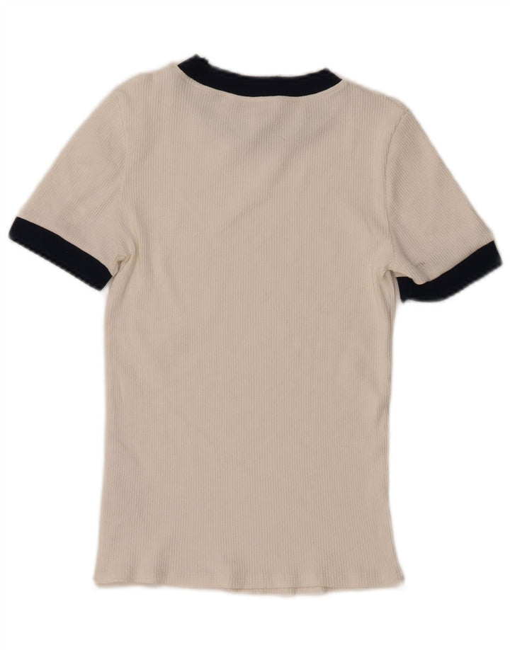 Top tricou pentru femei Zara UK 12 Medium White Colorblock Poliester