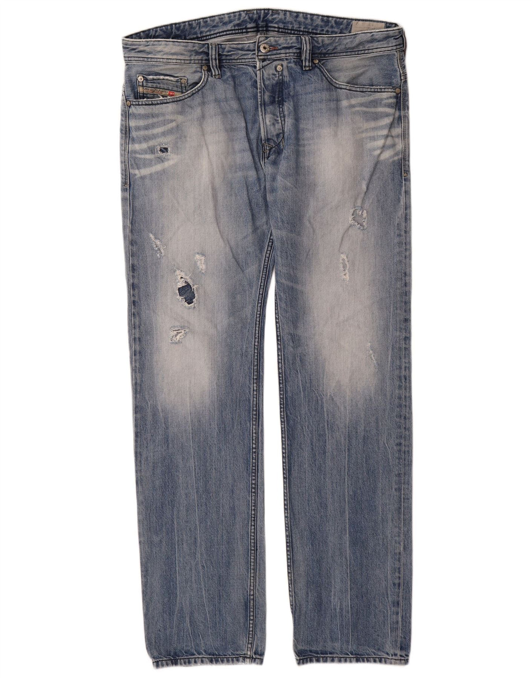 Blugi Distressed drepte pentru bărbați Diesel W36 L34 Bumbac albastru