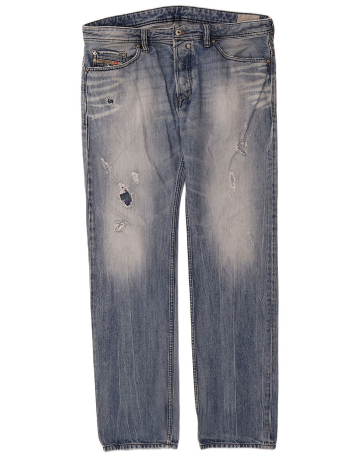 Blugi Distressed drepte pentru bărbați Diesel W36 L34 Bumbac albastru
