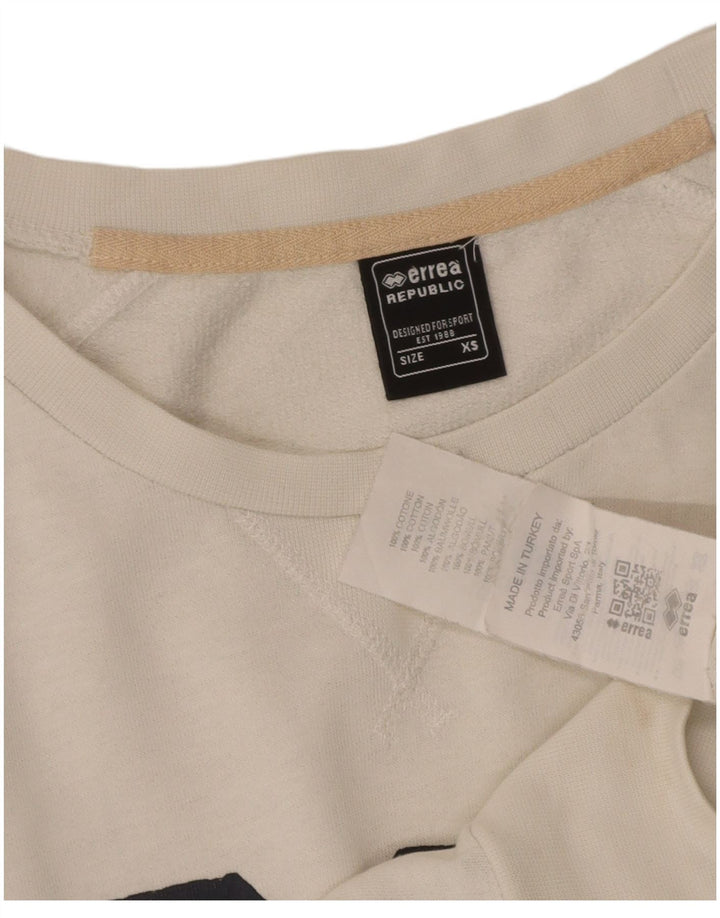 ERREA Womens Oversized Graphic Sweatshirt Jumper UK 6 XS White Cotton