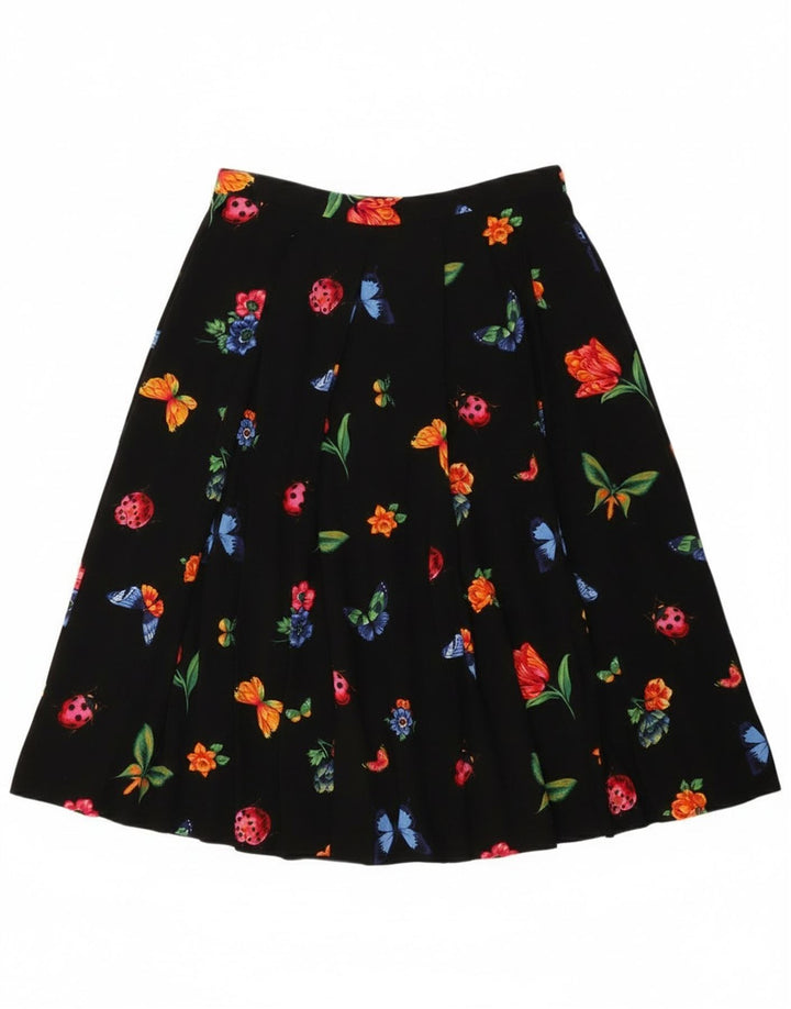 Fusta A-Line pentru femei Vintage W30 Medium Black Floral