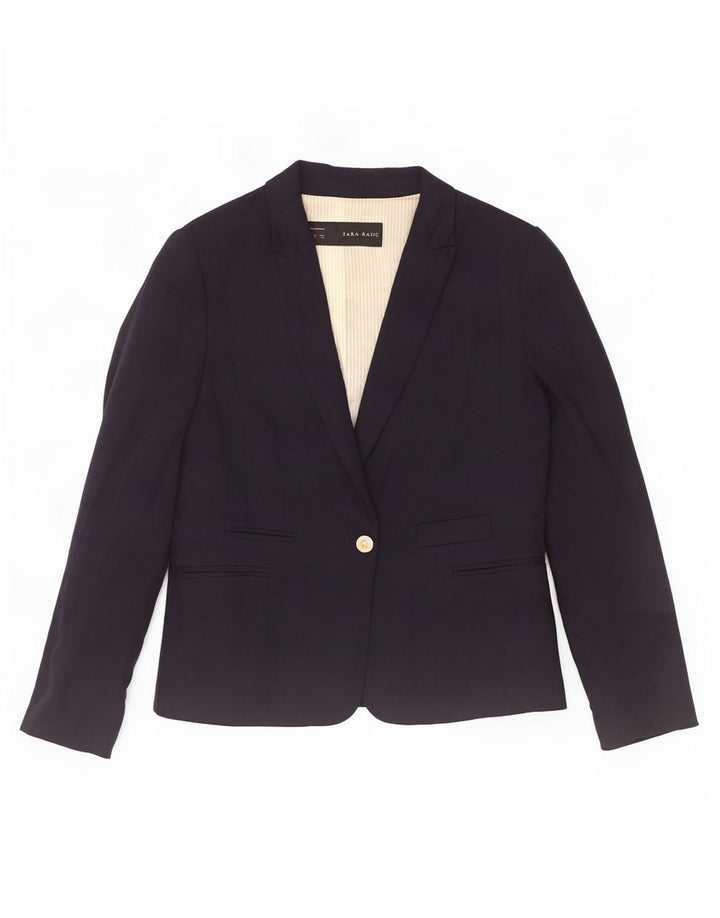 Blazer pentru femei Zara cu 1 nasture UK 18 XL Bleumarin Viscoză