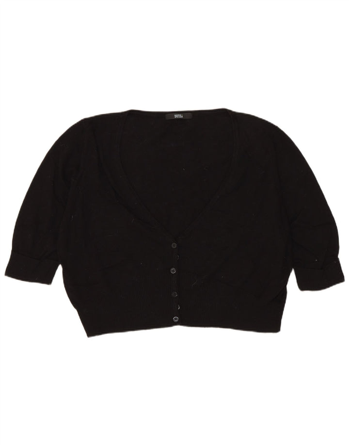MARKS & SPENCER Pulover cardigan cu mâneci 3/4 pentru femei UK 18 XL Negru