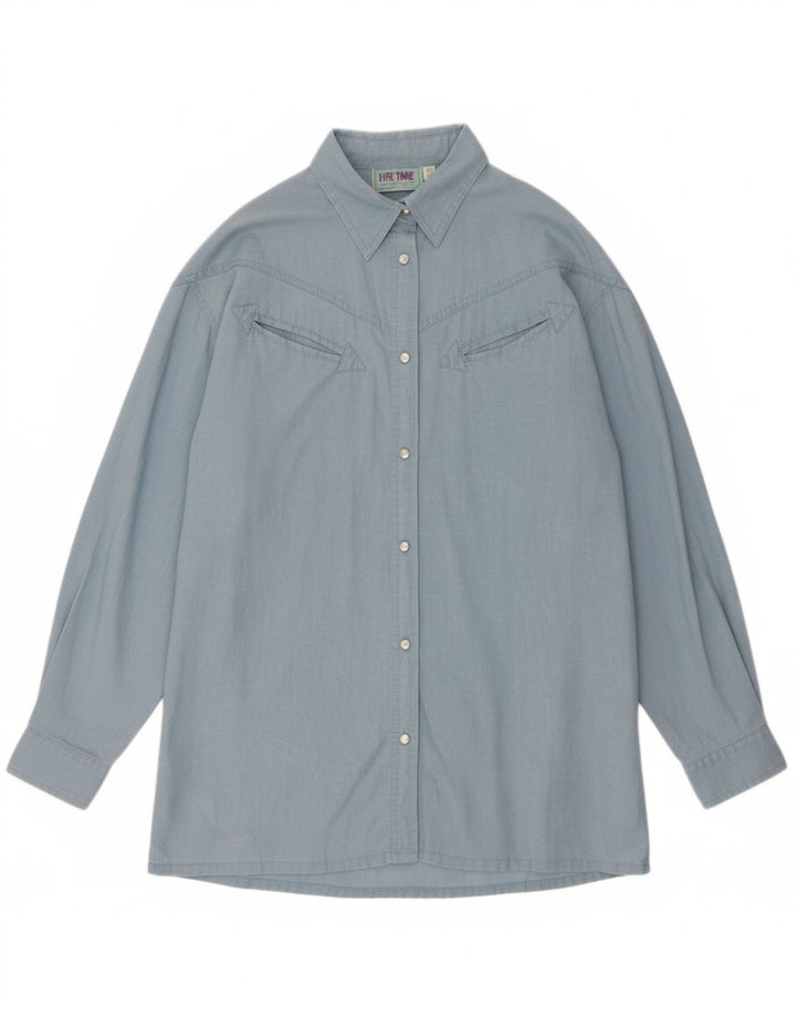 LIFE TIME Womens Shirt UK 12/14 Medium Blue Cotton