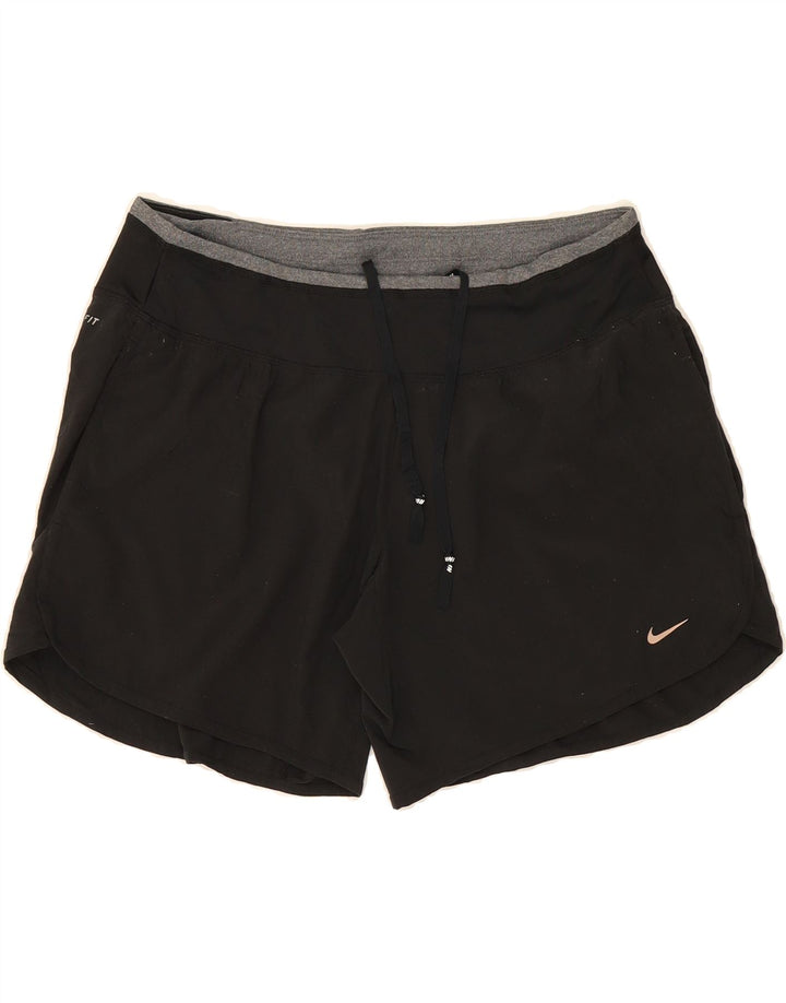 Pantaloni scurti sport NIKE Dri Fit pentru femei UK 14 Poliester mediu negru