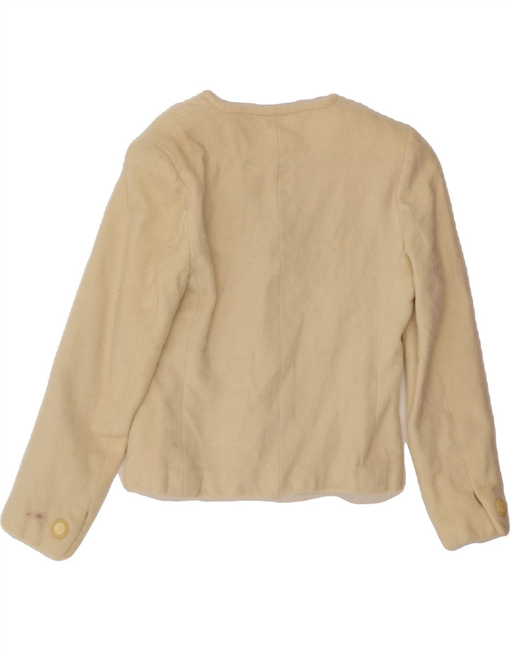 VINTAGE Womens 4 Button 3/4 Sleeve Blazer Jacket IT 42 Medium Off White Vintage Vintage and Second-Hand Vintage from Messina Hembry 