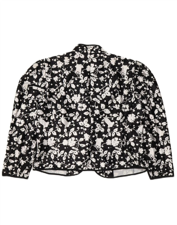 FRANKENWALDER Womens Cardigan Top EU 42 Large Black Floral Polyester