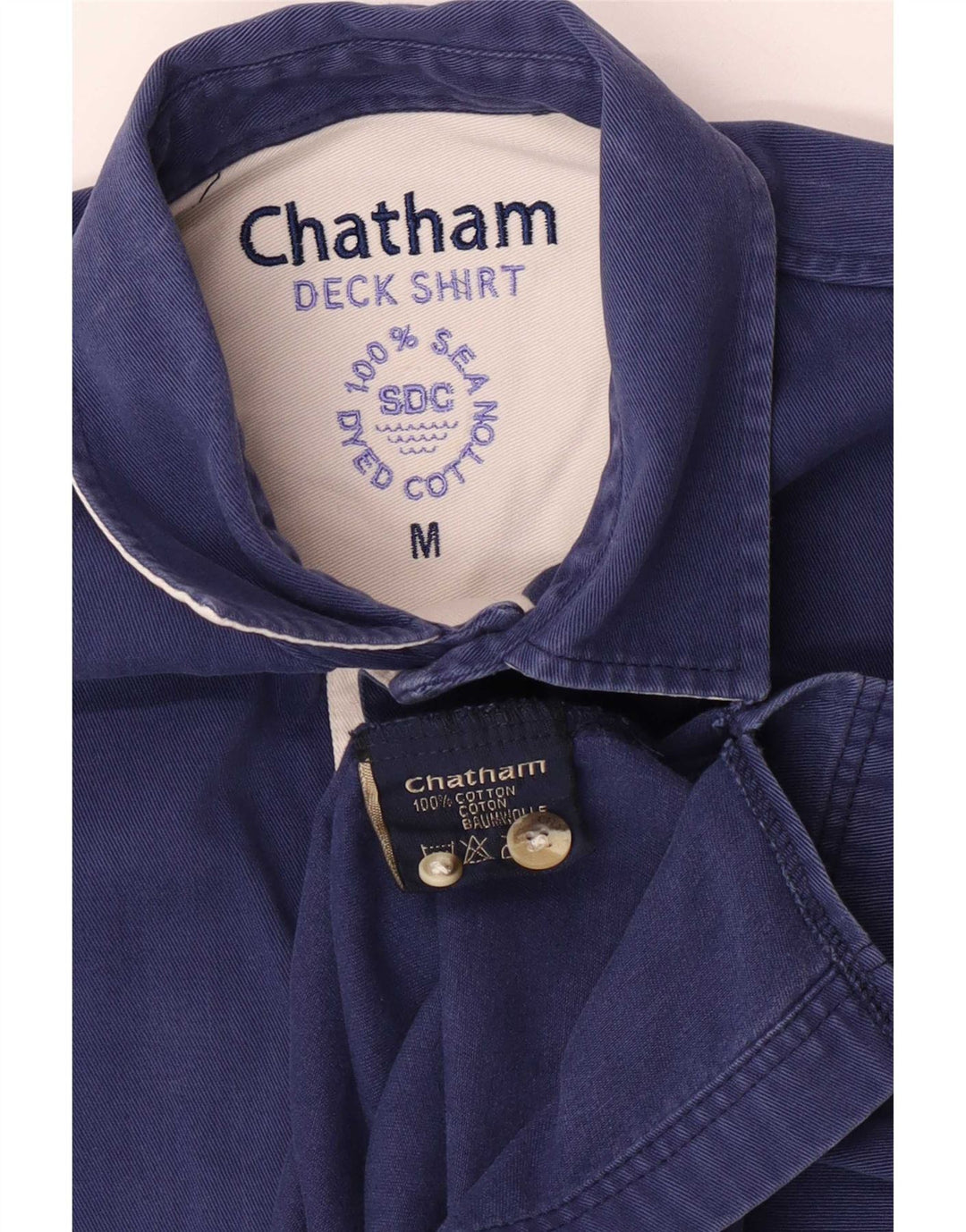 Cămașă pentru bărbați Chatham, pulover pentru iahting, bumbac cu dungi albastru bleumarin mediu