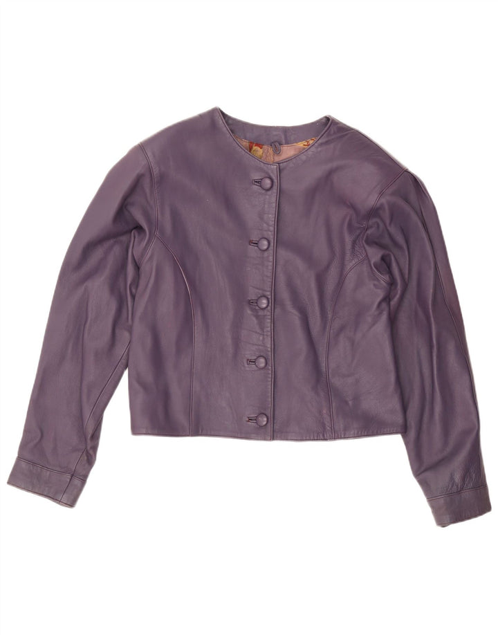 Jachetă din piele vintage pentru femei UK 10 Small Purple
