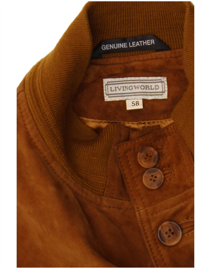 Jachetă bomber din piele intoarsa pentru barbati Living World IT 58 4XL piele maro