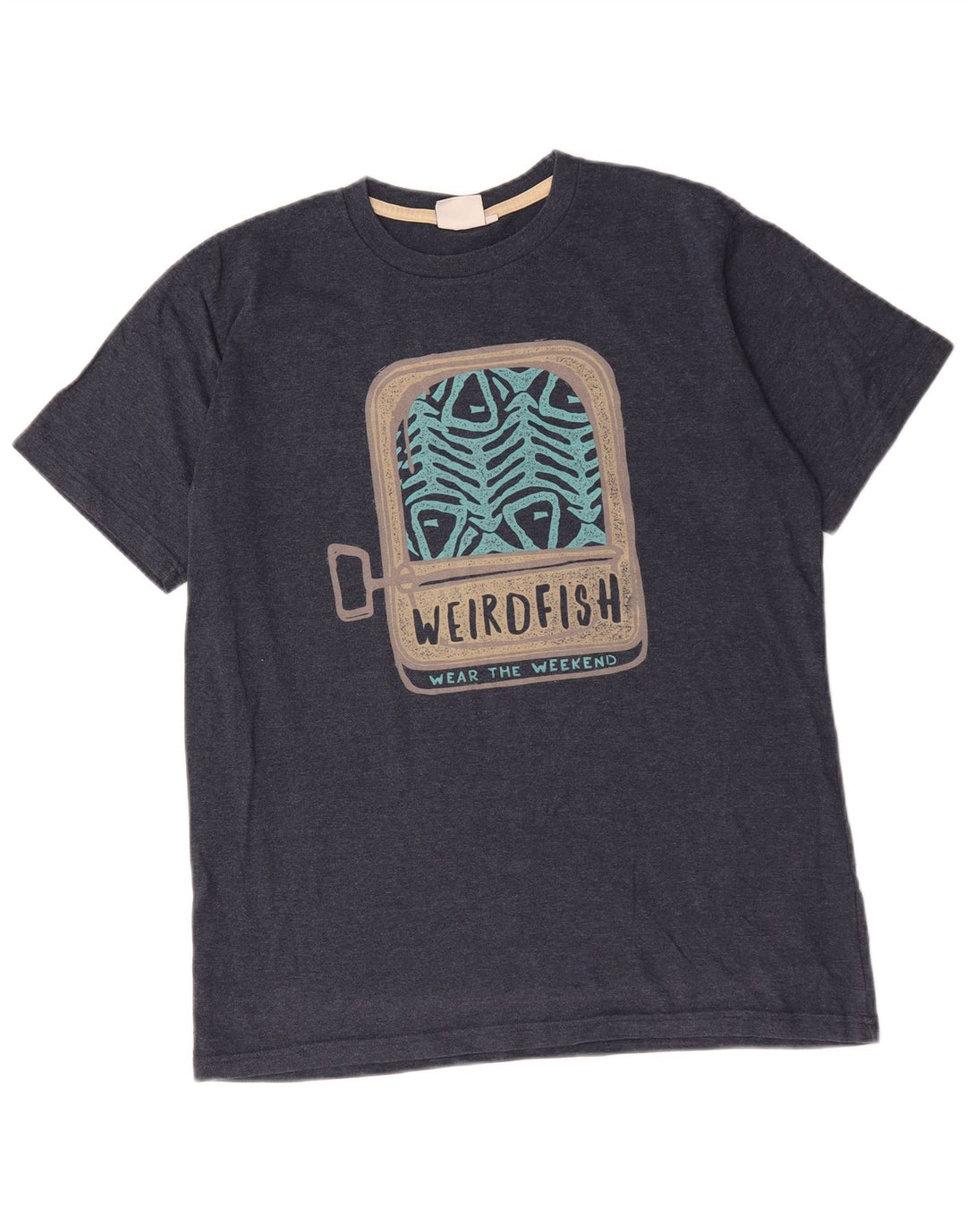 Tricou grafic pentru bărbați Weird Fish Top mediu din bumbac bleumarin