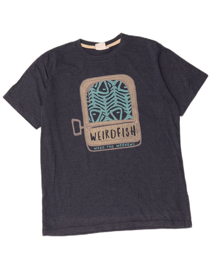 Tricou grafic pentru bărbați Weird Fish Top mediu din bumbac bleumarin