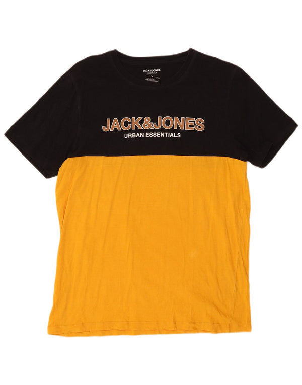 JACK & JONES Tricou grafic pentru bărbați Top mare din bumbac color bloc galben