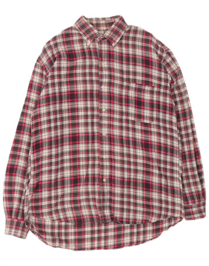 Cămașă de flanel vintage pentru bărbați, bumbac cu carouri mari, roșii