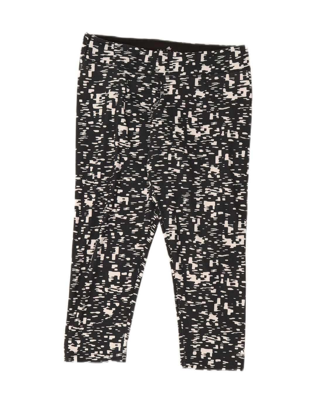 ADIDAS Womens Climalite Capri Leggings UK 12/14 Medium  Black Geometric Vintage Adidas and Second-Hand Adidas from Messina Hembry 