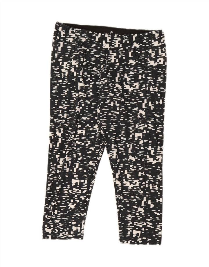 ADIDAS Womens Climalite Capri Leggings UK 12/14 Medium  Black Geometric Vintage Adidas and Second-Hand Adidas from Messina Hembry 