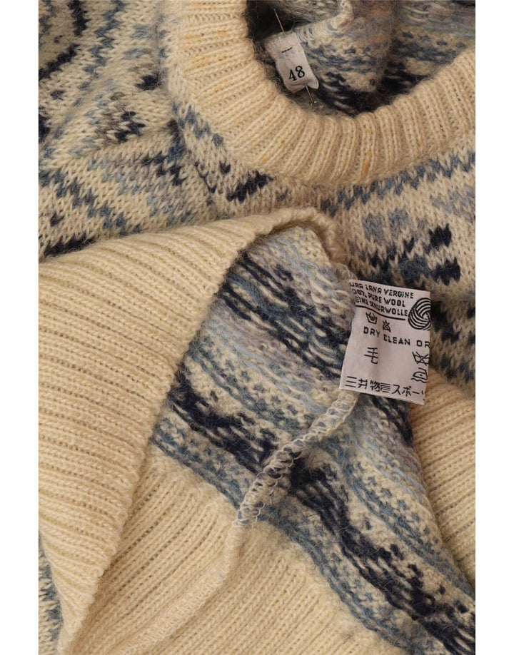 Pulover pentru bărbați Silvy cu gât roșu IT 48 Medium Beige Fair Isle