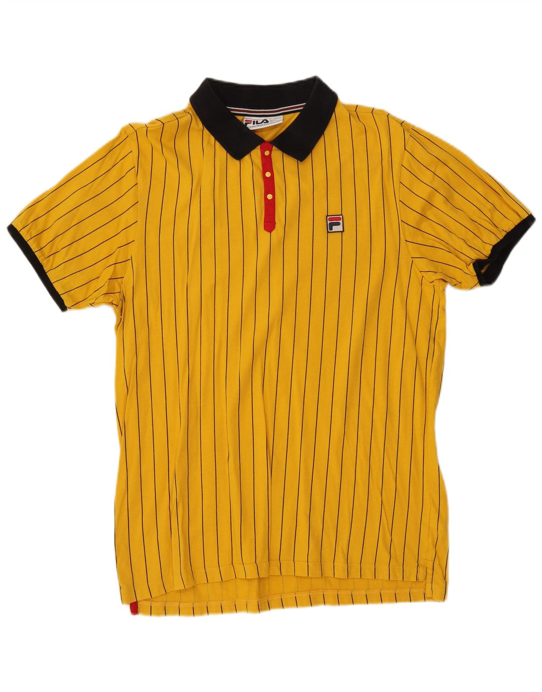 Tricou polo pentru bărbați FILA, bumbac cu dungi galbene mari