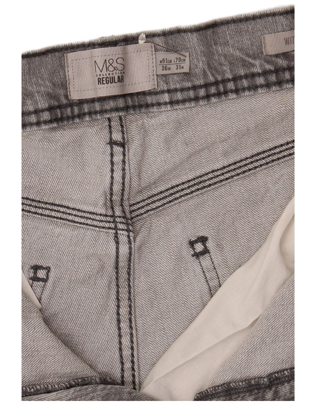 Marks & Spencer Blugi pentru bărbați Stretch Regular Straight W36 L31 bumbac gri