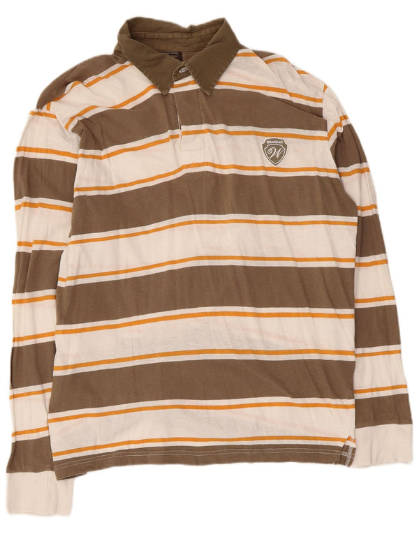 Tricou polo rugby Wrangler pentru bărbați, 2XL, bumbac cu dungi maro