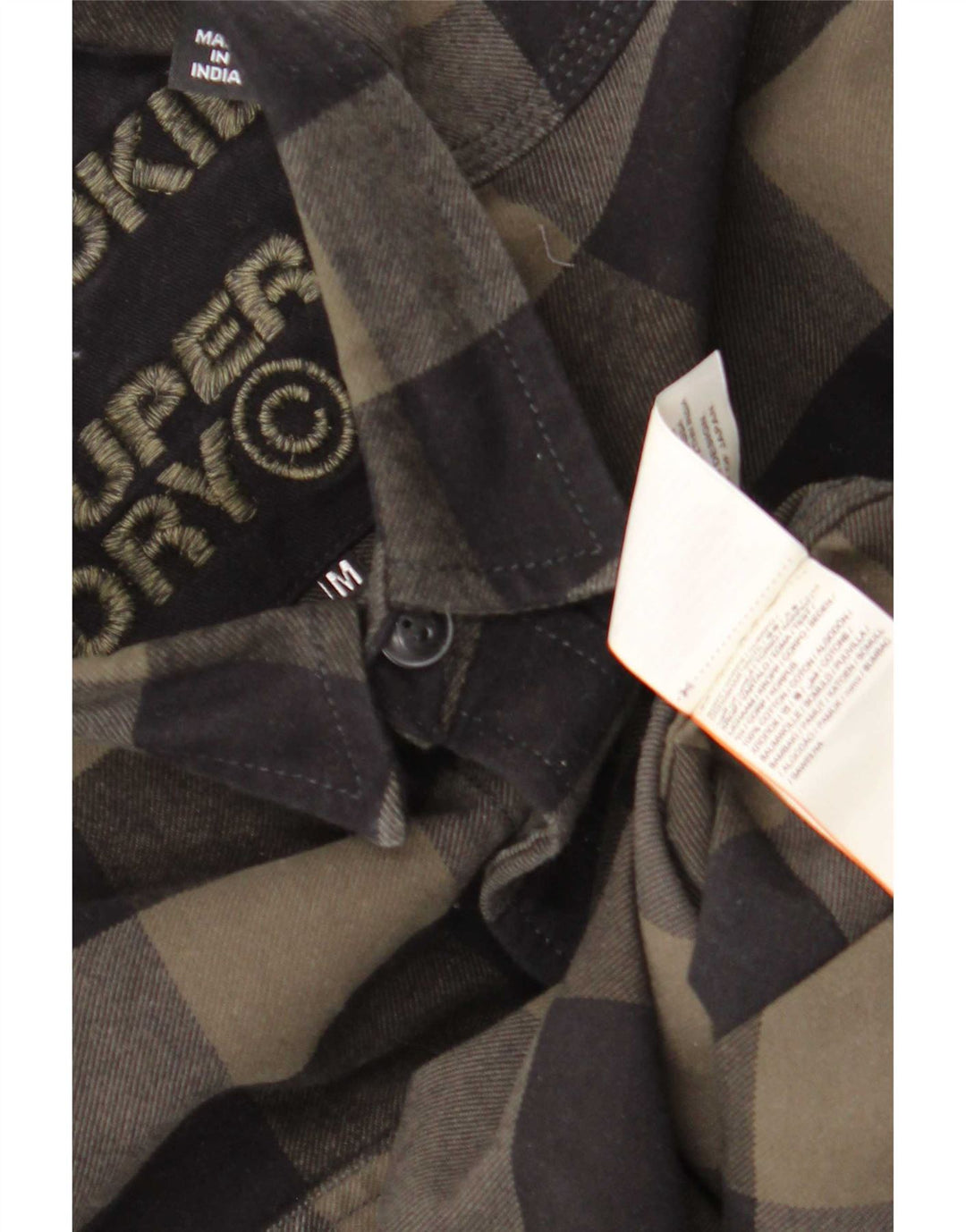 Cămașă de flanel Lumberjack Superdry pentru bărbați, bumbac vichy kaki mediu