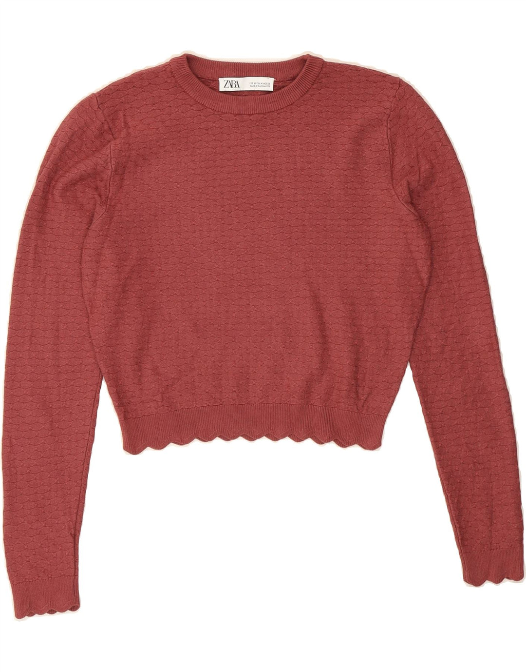 ZARA Womens Crop Boat Neck Jumper Sweater UK 12 Medium Maroon Vintage Zara and Second-Hand Zara from Messina Hembry 