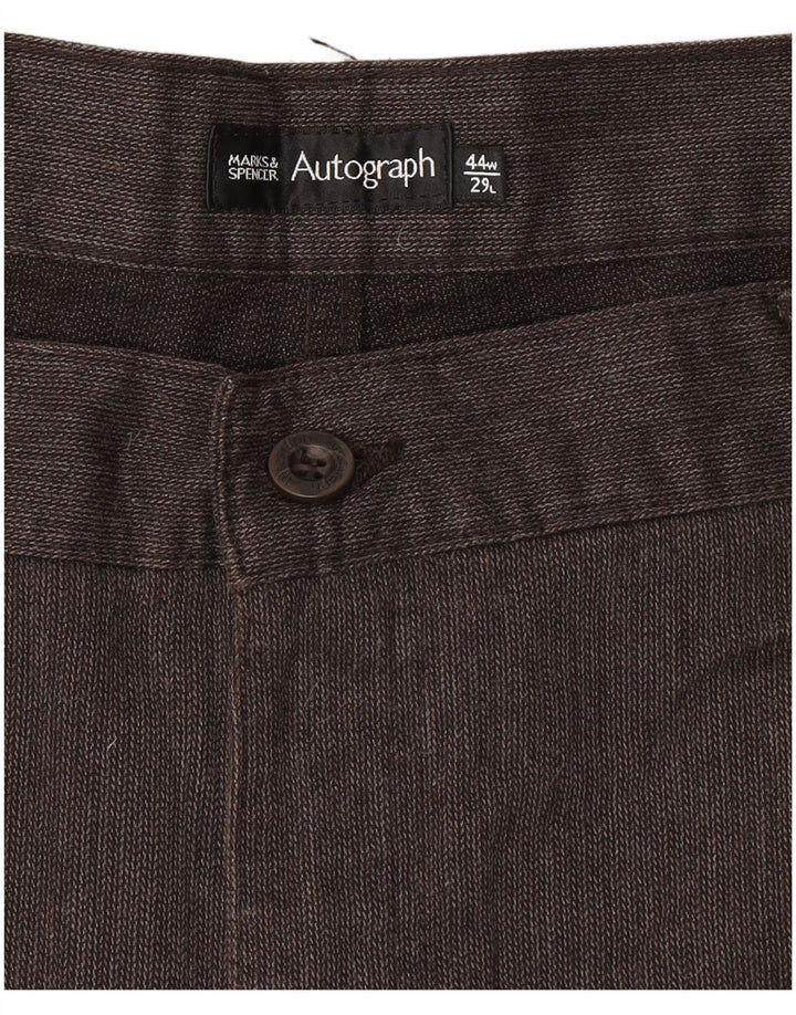 Pantaloni casual pentru bărbați Marks & Spencer Autograph W44 L29 Brown Herringbone