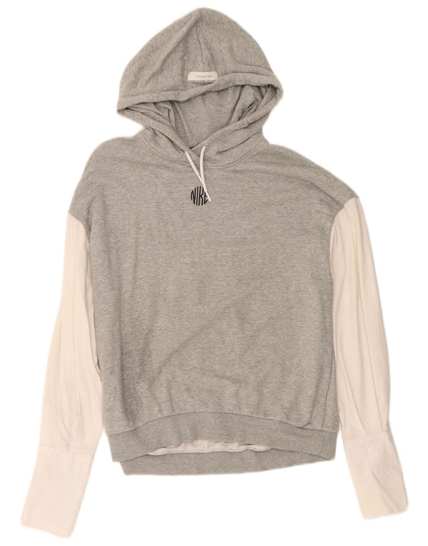 Pulover supradimensionat pentru femei Nike UK 10, bumbac color bloc, gri mic
