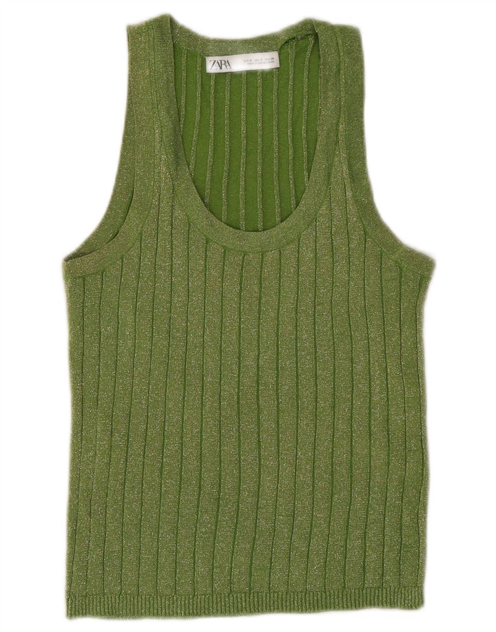 Vestă pentru femei Zara UK 10 Small Green Flecked Viscose