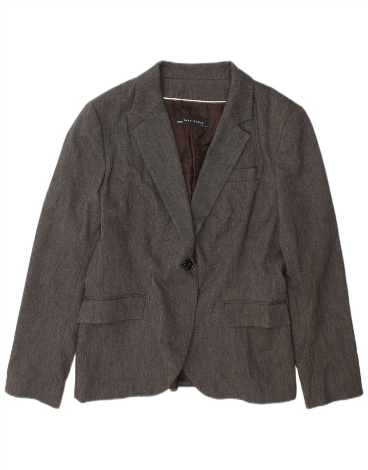 Jachetă pentru femei Zara cu 1 nasture, UK 18 XL, gri viscoză