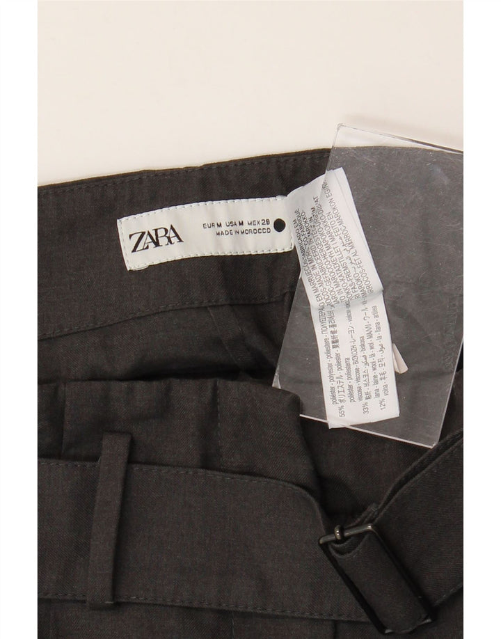 Pantaloni casual ZARA pentru femei cu picioare largi Mediu L28 L29 Poliester gri