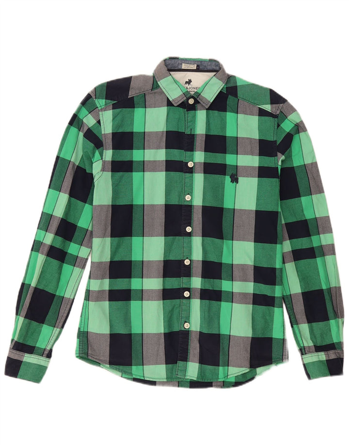 Cămașă de flanel Jack & Jones pentru bărbați, bumbac cu carouri mici, verde