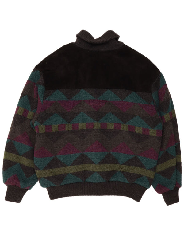 Angelo Litrico Pulover Cardigan Bărbați IT 56/58 XL Negru Geometric Acrilic