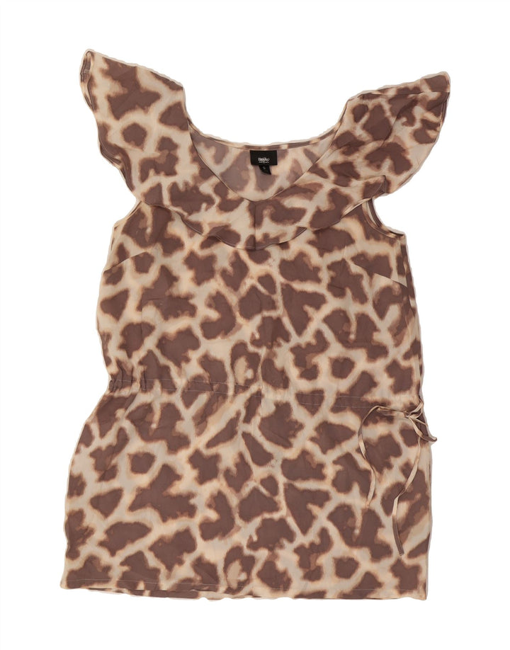 MOSSIMO Womens Sleeveless Blouse Top UK 10 Small Brown Animal Print Vintage Mossimo and Second-Hand Mossimo from Messina Hembry 