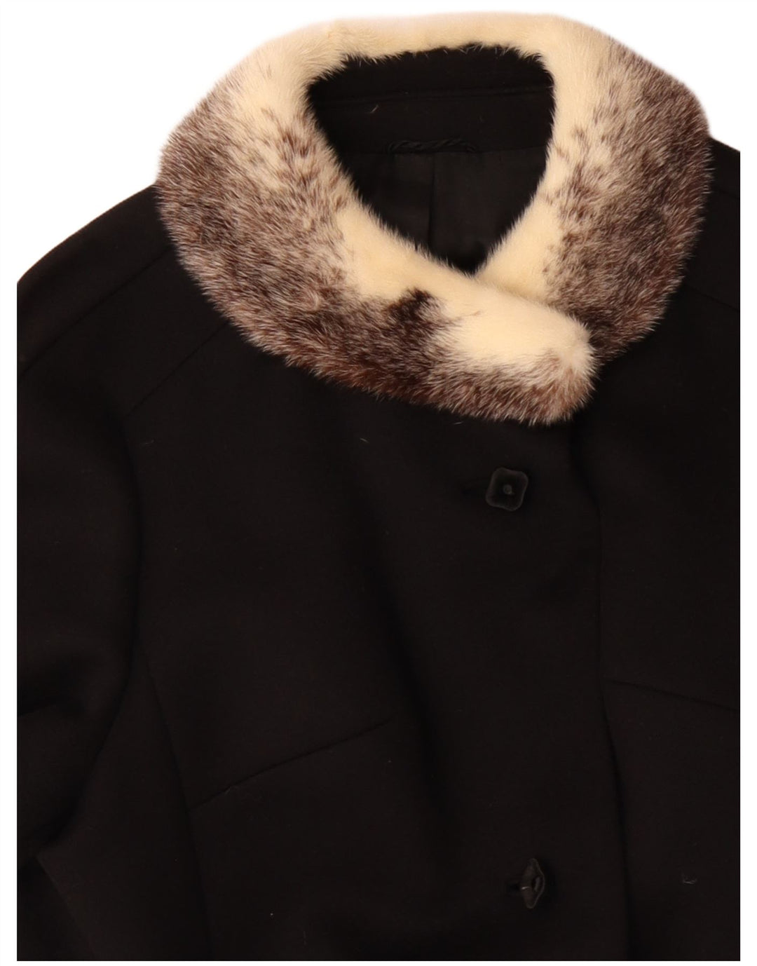 Pardesiu pentru femei VINTAGE UK 14 mare lână neagră