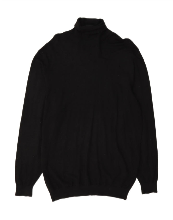 Pulover pentru bărbați Zara cu gât rulat, mare, negru, viscoză