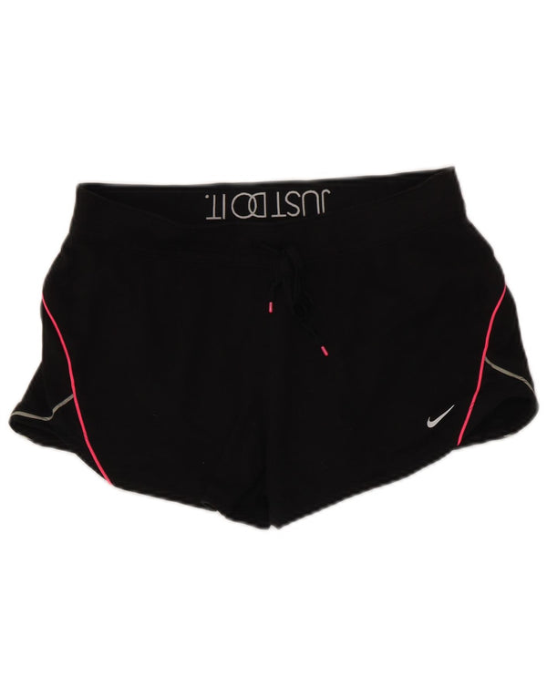 Pantaloni scurți sport Nike Dri Fit Graphic pentru femei UK 14, bumbac mediu negru