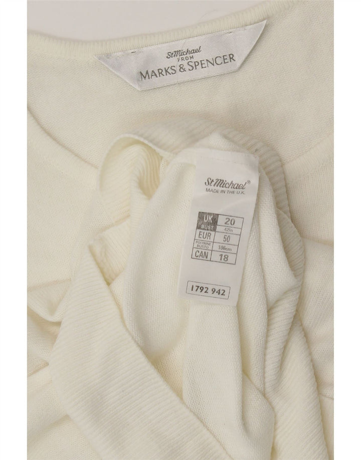 Bluză cu mânecă scurtă pentru femei Marks & Spencer UK 20 2XL Alb Acrilic