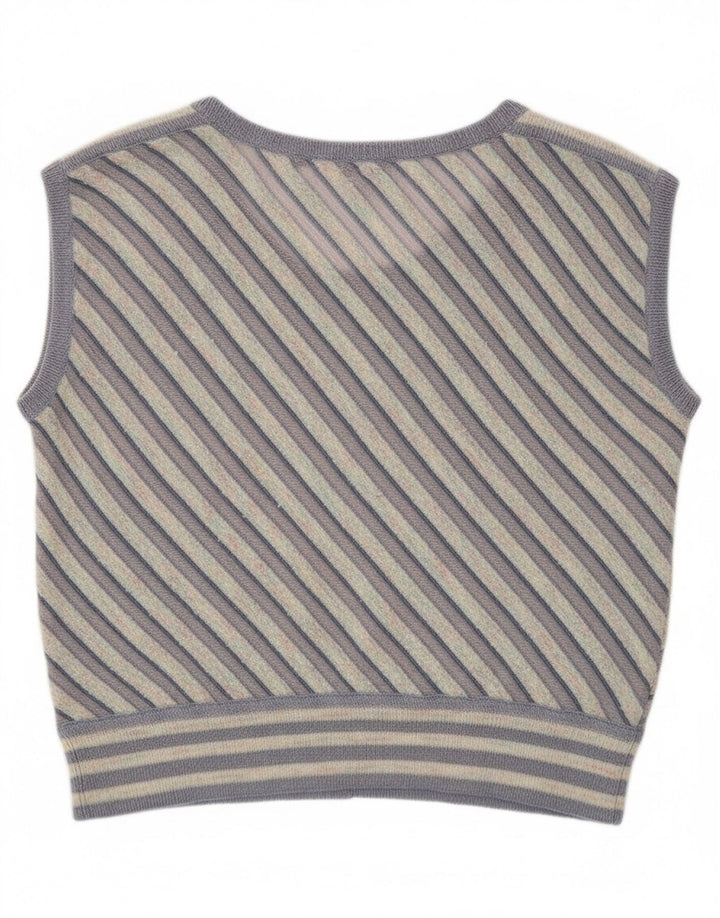 Vintage Womens Vest Tank Top UK 12 Medium Purple Striped