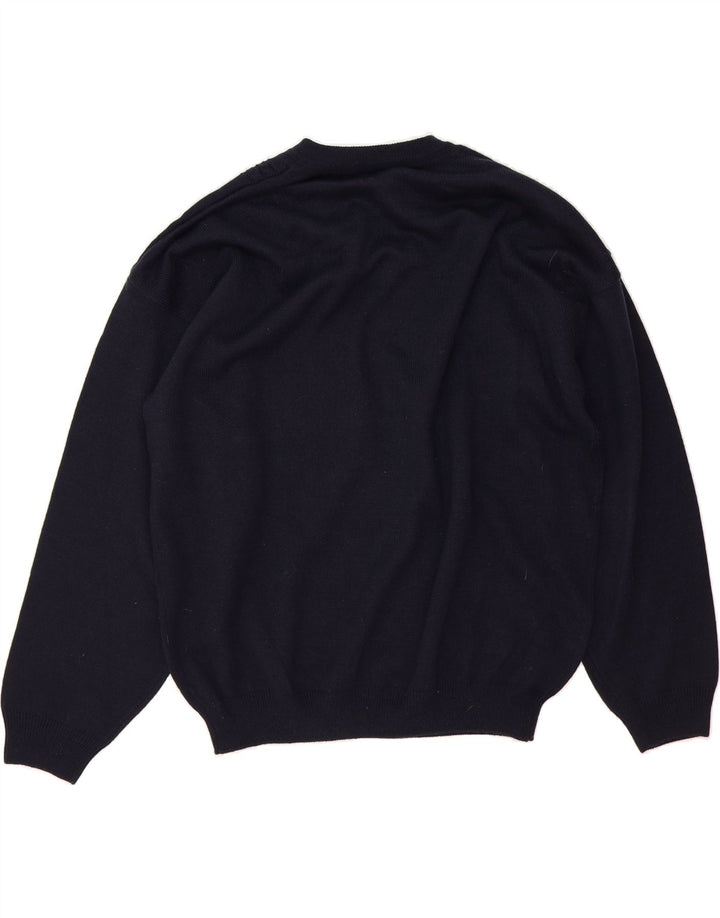 SILVERSTONE Mens V-Neck Jumper Sweater XL Navy Blue Acrylic Vintage Silverstone and Second-Hand Silverstone from Messina Hembry 