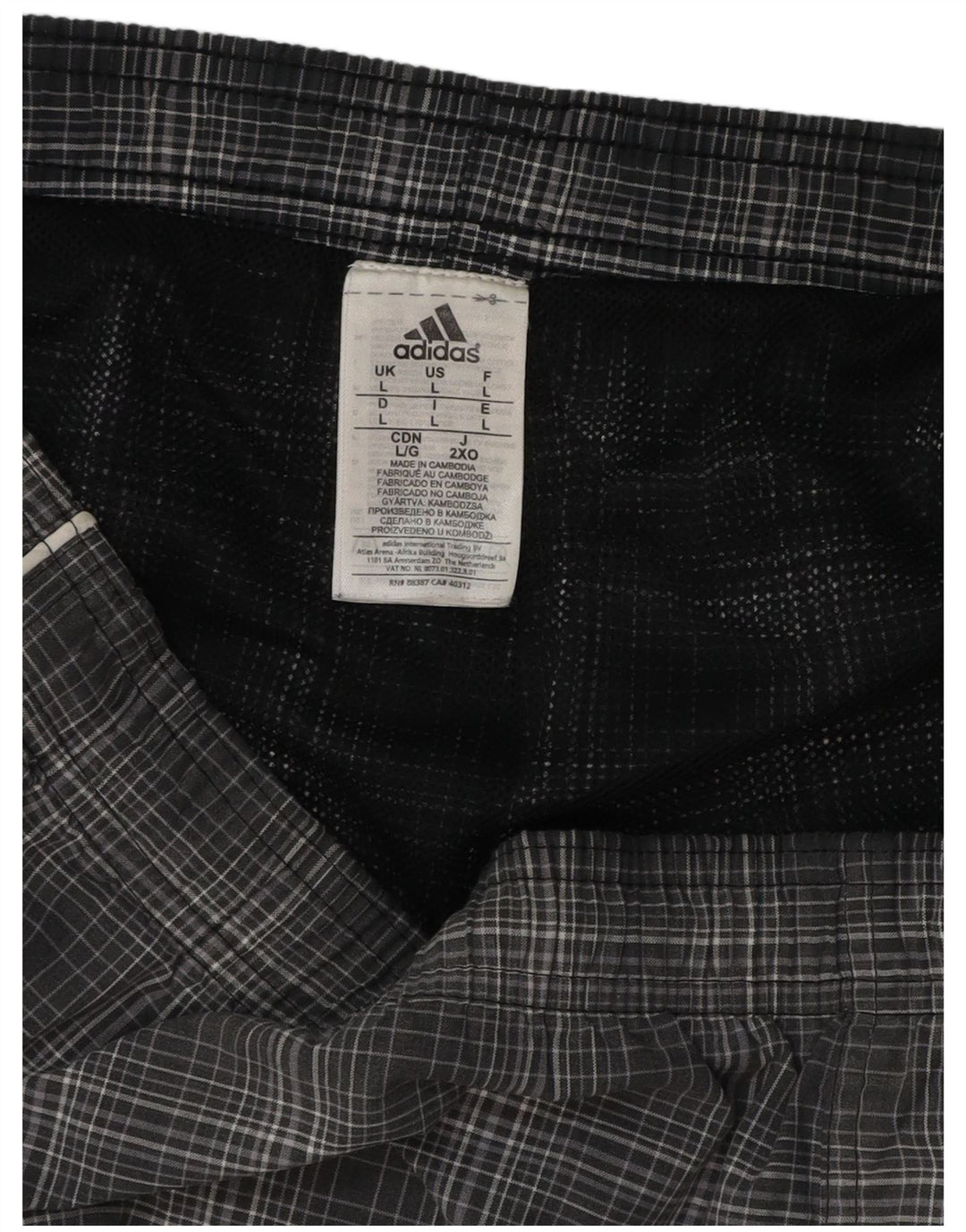 Pantaloni scurți de înot ADIDAS pentru bărbați, poliester cu carouri mari, gri