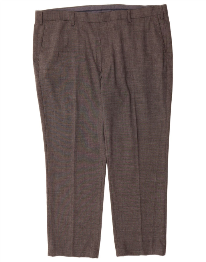 Marks & Spencer Pantaloni de costum pentru bărbați, drepti, cu croiala normală, L42 L29, lână gri