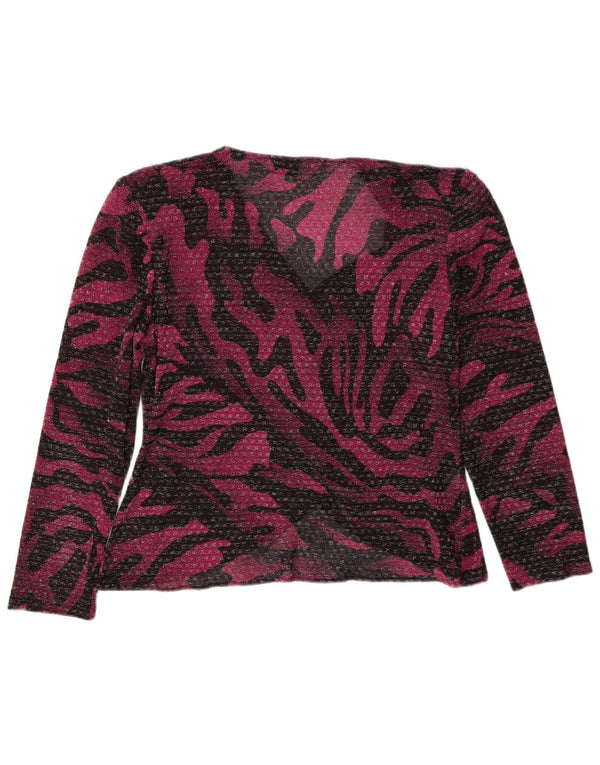 Bluză vintage cu mâneci lungi pentru femei Top IT 46 mare violet cu imprimeu animal